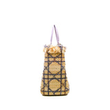 thumbnail Medium Lady Dior In Beige/Purple Tweed Cannage Handbag PHW (No Strap)