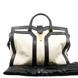 thumbnail Tote Bag Leather Black White - L'UXE LINK
