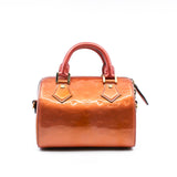 thumbnail MCM Bronze/Pink Monogram Patent Leather Boston Bag GHW With Strap - L'UXE LINK