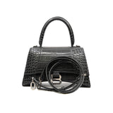 thumbnail small hourglass top handle in crocodile embossed grey phw