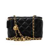 thumbnail 22B Pearl Crush Long Mirror Black Lambskin Vanity Case GHW - L'UXE LINK