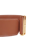 thumbnail Elan cuff bracelet in leather gold ghw - L'UXE LINK