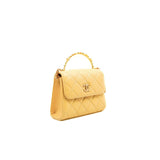 thumbnail Pearl Enamel Quilted Yellow Lambskin Leather Top Handle Flap Clutch With Chain Seri K540XXXX - L'UXE LINK