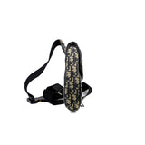 thumbnail saddle bag with strap in Black Dior Oblique Jacquard fabric