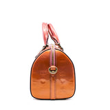 thumbnail MCM Bronze/Pink Monogram Patent Leather Boston Bag GHW With Strap - L'UXE LINK