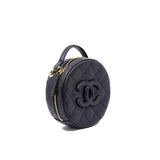 thumbnail Small Coco Mark Round Vanity Case In Black Caviar Leather GHW - L'UXE LINK