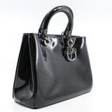 thumbnail Medium Diorissimo In Black Patent Leather Handbag PHW With Strap - L'UXE LINK
