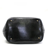 thumbnail Black Python Leather Diorific Sequin Embroidered Patch Bucket Handbag GHW - L'UXE LINK