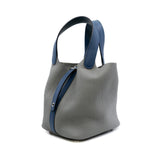 thumbnail picotin 18 in tc gray/blue phw x stamp - L'UXE LINK