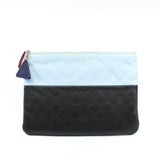 thumbnail 16P CC Logo Airline Pouch Lambskin Leather In Blue/Red/Black SHW - L'UXE LINK