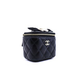 thumbnail Mini Vanity In Black Lambskin Camellia Classic Chain Shoulder Bag GHW Seri 31 - L'UXE LINK