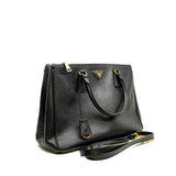 thumbnail Large Black Saffiano Leather Galleria Bag GHW With Strap - L'UXE LINK