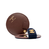 thumbnail Paris-Hamburg Round Mirror Navy Wool And Lambskin Quilted Charms - L'UXE LINK