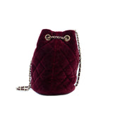 thumbnail Mini Drawstring Bucket Bag Burgundy Velvet And Crystal Studded Pearl GHW Seri 30 - L'UXE LINK