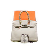 thumbnail Birkin 30 In Togo 8L Beton PHW Stamp A With Twilly - L'UXE LINK