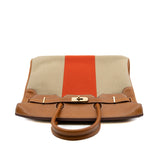 thumbnail birkin 35cm in orange beige fabric/faubourg ghw R stamp - L'UXE LINK