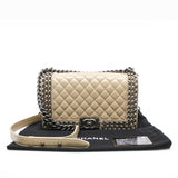 thumbnail Old Medium Leboy In Beige Calfskin Leather Chained Flap Bag PHW Seri 21 - L'UXE LINK