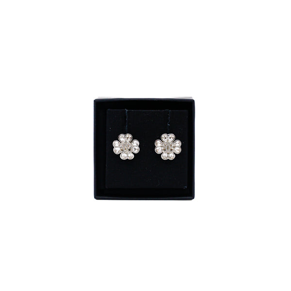 cc logo flower crystal earring in phw
