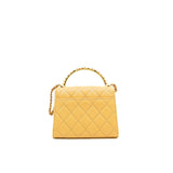 thumbnail Pearl Enamel Quilted Yellow Lambskin Leather Top Handle Flap Clutch With Chain Seri K540XXXX - L'UXE LINK