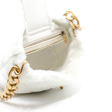 thumbnail White Shearling With Fur Strap Bucket Bag GHW Seri 30 - L'UXE LINK