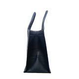 thumbnail Medium Book Tote In Navy Embossed Leather 2020 - L'UXE LINK