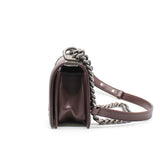 thumbnail Small Chevron Leboy In Lambskin Burgundy Flap Bag PHW Seri 19 - L'UXE LINK