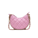 thumbnail Mini Chain Around In Pink Lambskin Leather Hobo Bag GHW - L'UXE LINK