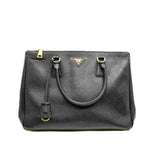 thumbnail Large Black Saffiano Leather Galleria Bag GHW With Strap - L'UXE LINK