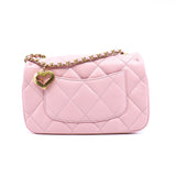 thumbnail Mini Heart Charms In Pink Lambskin Leather Quilted Flap Bag GHW Seri POU2XXXX - L'UXE LINK