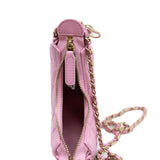 thumbnail Mini Chain Around In Pink Lambskin Leather Hobo Bag GHW - L'UXE LINK