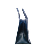 thumbnail Medium Book Tote In Navy Embossed Leather 2020 - L'UXE LINK