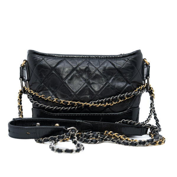 Quilted Small Gabrielle Hobo Black Calfskin Mixed Hardware Seri 25