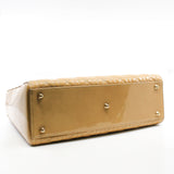 thumbnail Large Cannage Lady Dior In Dark Beige Patent Leather Handbag GHW With Strap - L'UXE LINK