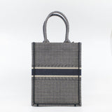 thumbnail La Mort Vertical In Navy/Beige Canvas Book Tote - L'UXE LINK