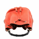thumbnail tote bag medium with bamboo handle and strap orange - L'UXE LINK