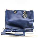 thumbnail Large Diorissimo In Blue/Nude Pink Calfskin Handbag PHW With Strap - L'UXE LINK