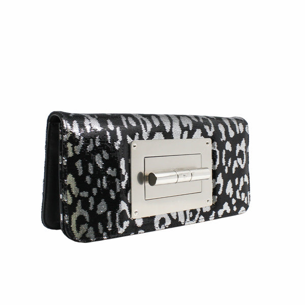 clutch glittering black and sliver with strap phw
