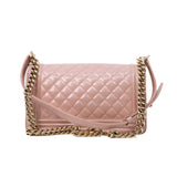 thumbnail Medium Leboy Iridescent Pink Shiny Calfskin Quilted Flap Bag GHW Seri 22 - L'UXE LINK