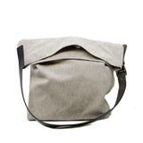 thumbnail Grey With Black Strap Canvas/Leather Tote Bag PHW - L'UXE LINK