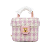 thumbnail vanity box with top handle in twist pink/white ghw #X4H0 - L'UXE LINK
