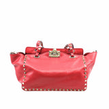 thumbnail Rockstud Tote Pebbled Small Leather Red PHW - L'UXE LINK