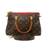 thumbnail Pallas BB In Brown Monogram Canvas Red Leather Handbag GHW With Strap - L'UXE LINK