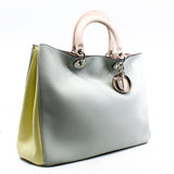 thumbnail Large Diorissimo In Grey/Yellow/Pink Calfskin Leather Handbag PHW With Strap - L'UXE LINK