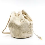 thumbnail White Tweed Deauville Drawstring Backpack GHW Seri 28 - L'UXE LINK