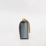 thumbnail Medium J'adior In Grey Crocodile Leather Chain Flap Bag GHW - L'UXE LINK