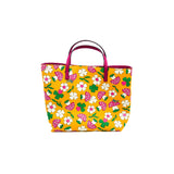 thumbnail small tote in pink mushroom and green flowers GHW