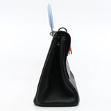 thumbnail Be Dior In Tri-Color Black/Light Blue/Red Leather Flap Bag PHW With Strap - L'UXE LINK
