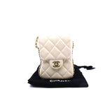 thumbnail White Lambskin Quilted Phone Flap Bag With Chain GHW Seri 29 - L'UXE LINK