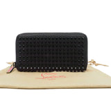 thumbnail long zip wallet with black studs in leather black phw - L'UXE LINK