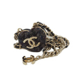 thumbnail heart mirror necklace in tweed grey/ghw - L'UXE LINK